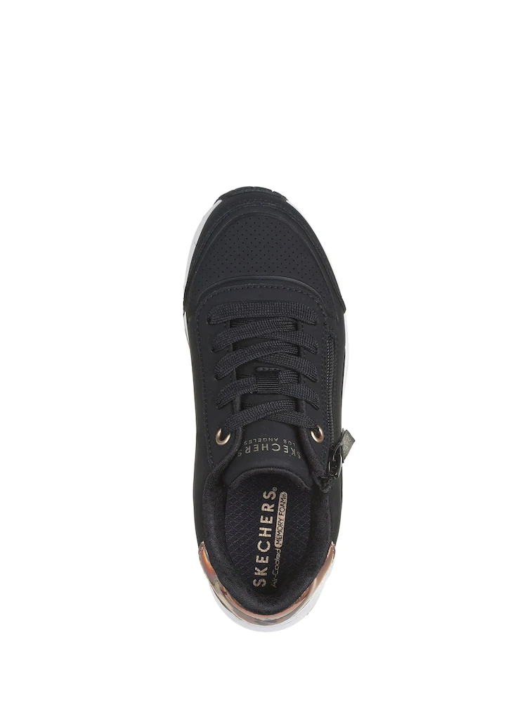 Skechers Girls Uno Gen 1 Sneakers (Black & White)