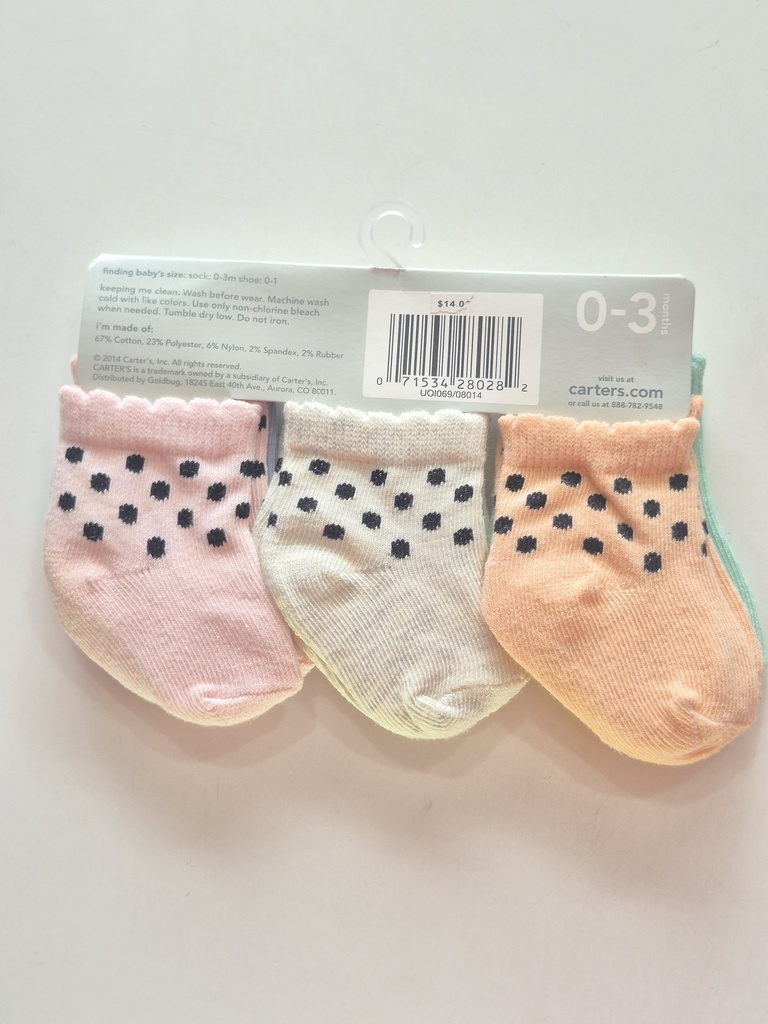 Carter's 6 Pairs Of Socks Girls (0-3m)