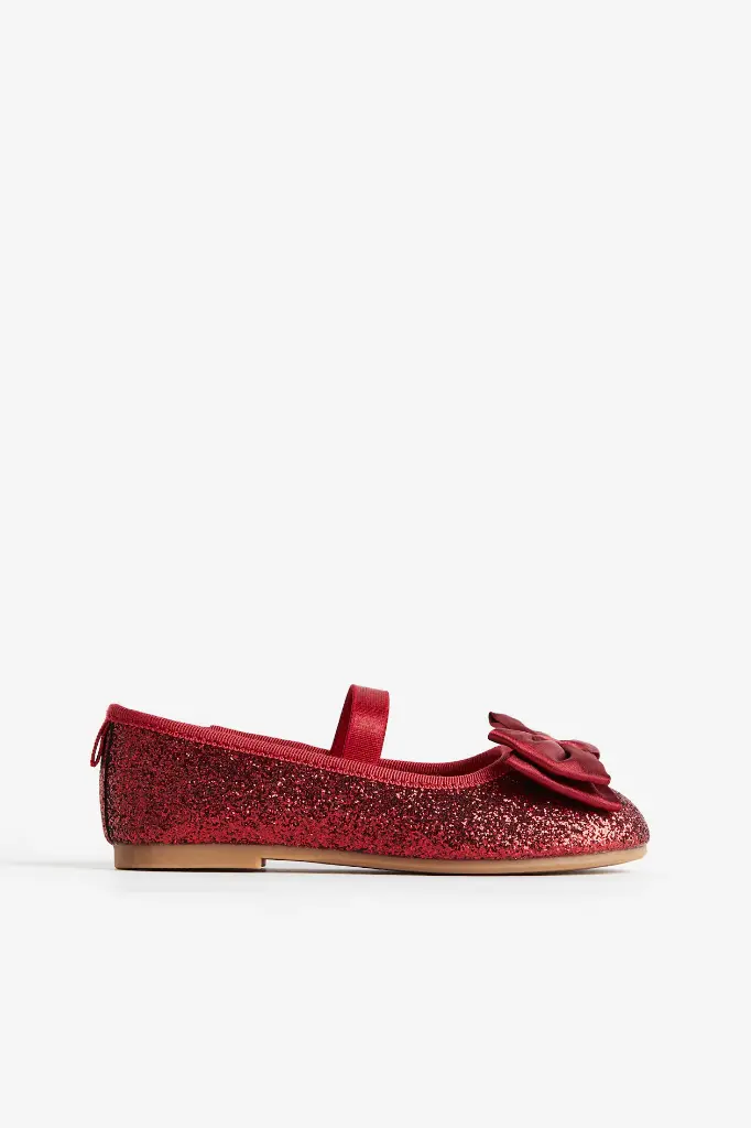 H&M Girls Red Glitter Ballet Shoe 