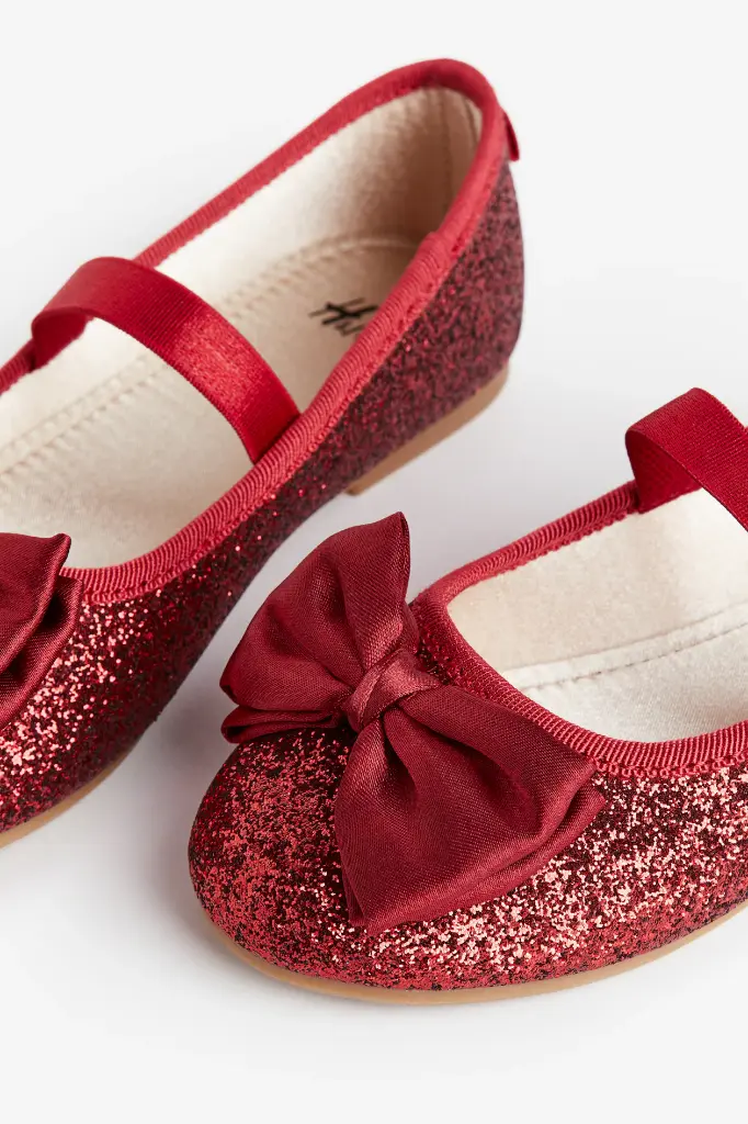 H&M Girls Red Glitter Ballet Shoe 