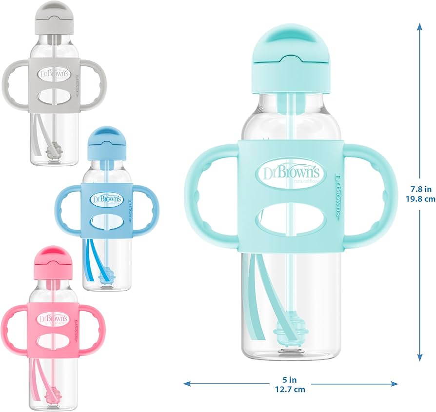 Dr Brown Narrow Straw Bottle With Silicon Handle 