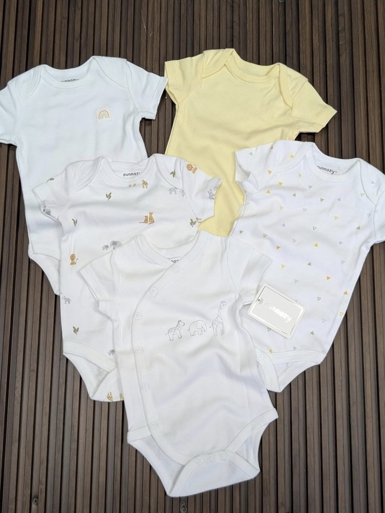 Sunnozy 5pcs Bodysuit Short Sleeve 
