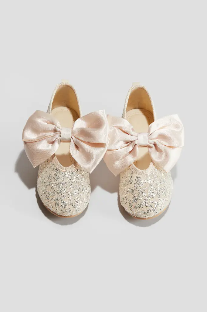 H&M Glitter Ballet Shoe With Bow Tie 