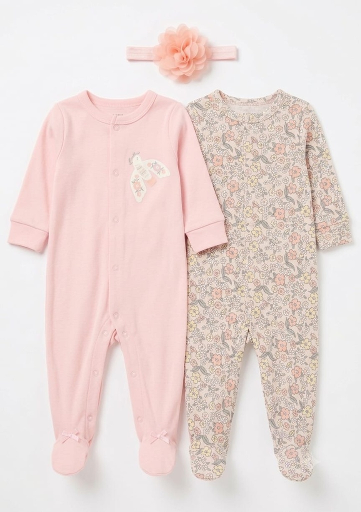 Sunnozy 2pcs Set Sleepsuit With Headband 