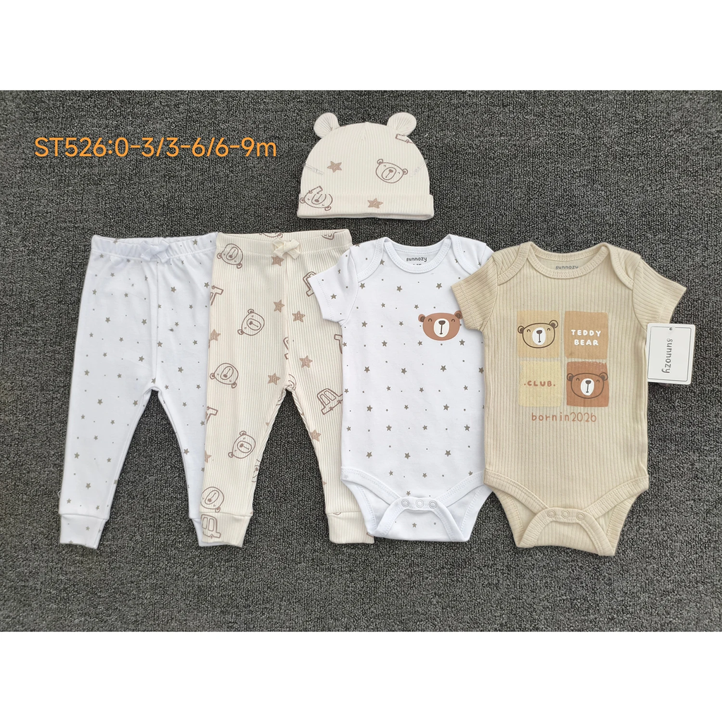 Sunnozy 5pcs Set Joggers & Bodysuit 