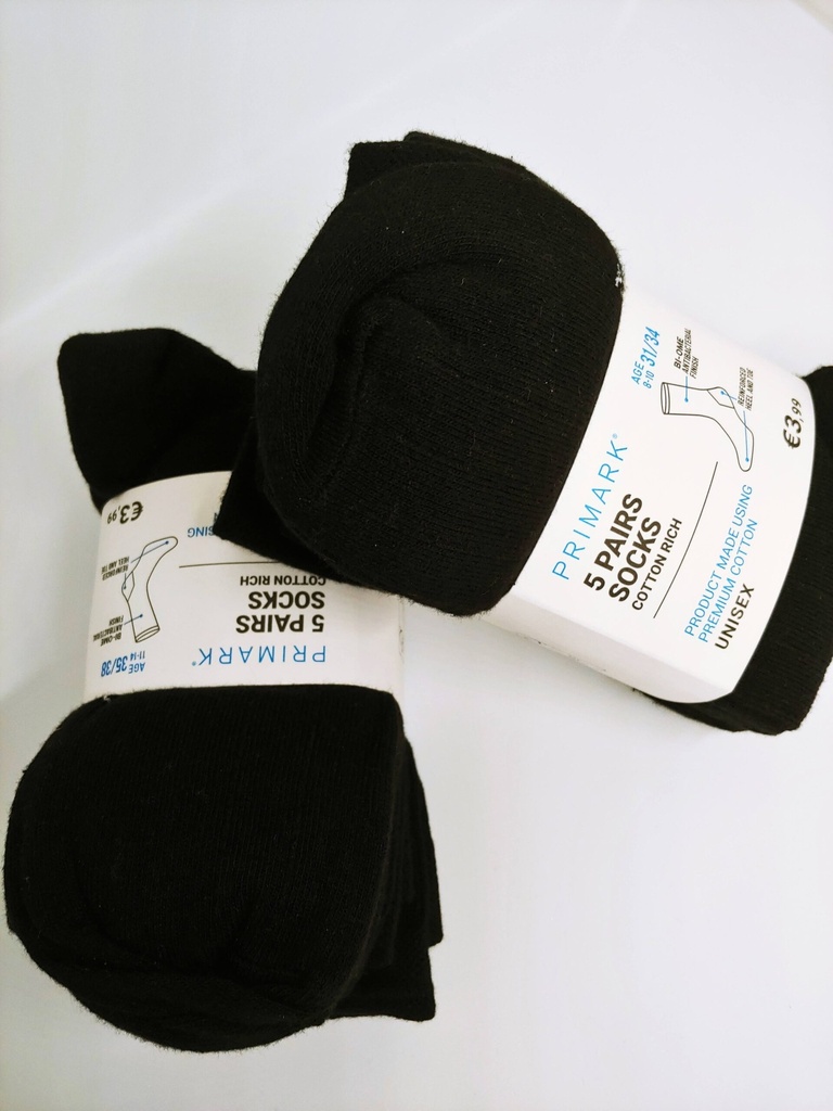 Primark 5pcs Set Black Socks 