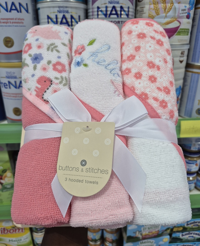 Buttons & Stitches 3pcs Set Hooded Towel 