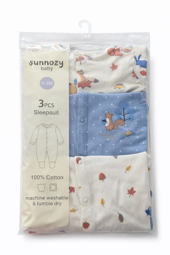 Sunnozy 3pcs Set Sleepsuit 