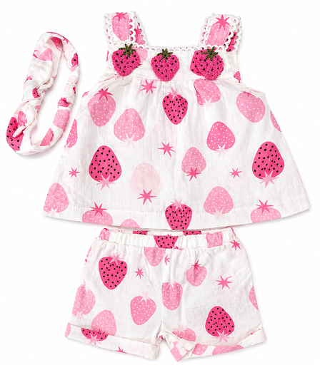 Cute Koala Girls 3pcs Set Outfit (Strawberry Design)
